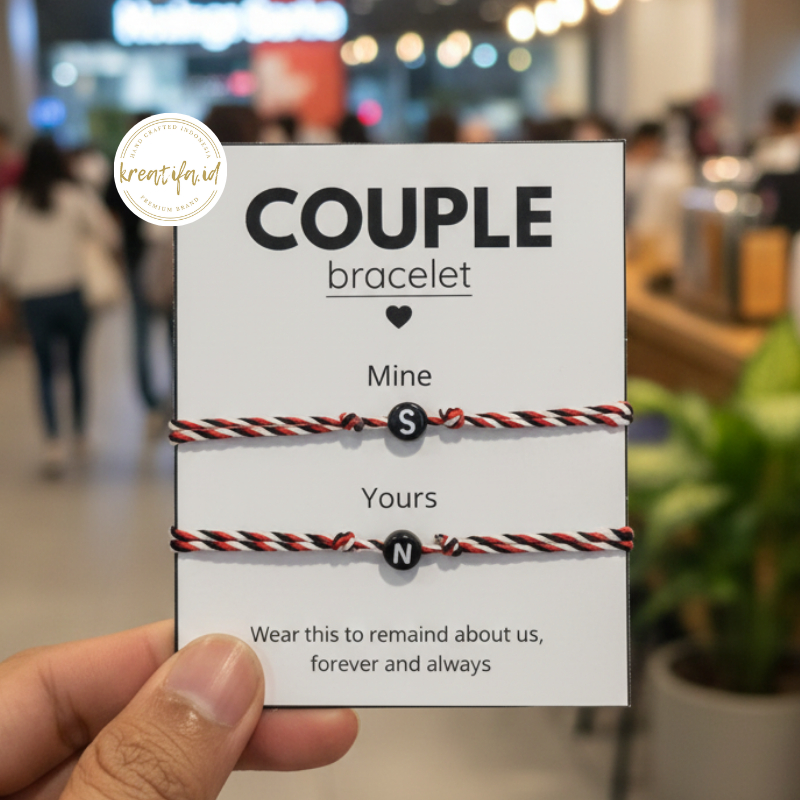 Gelang Tridatu Couple Asli Inisial Nama Pasangan A sampai Z Cube Bulat Bisa Pilih Huruf Pacar
