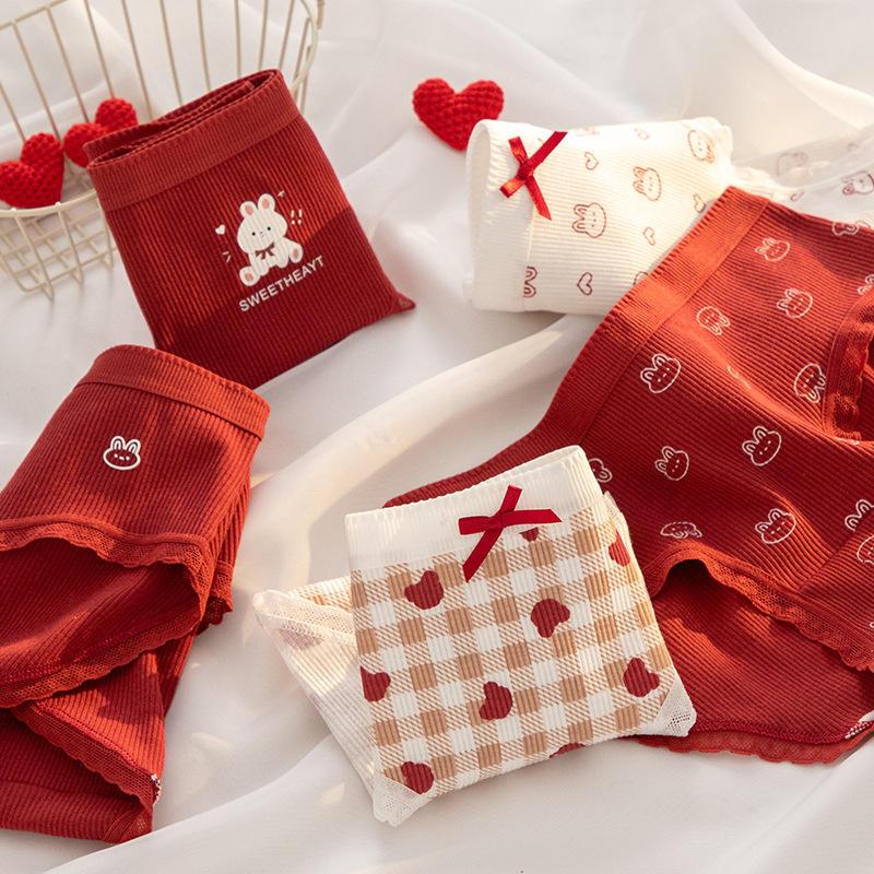 CHAVA | CD2201 Celana Dalam Wanita Katun Soft Breathable CD Motif Kotak Merah Lucu Underwear