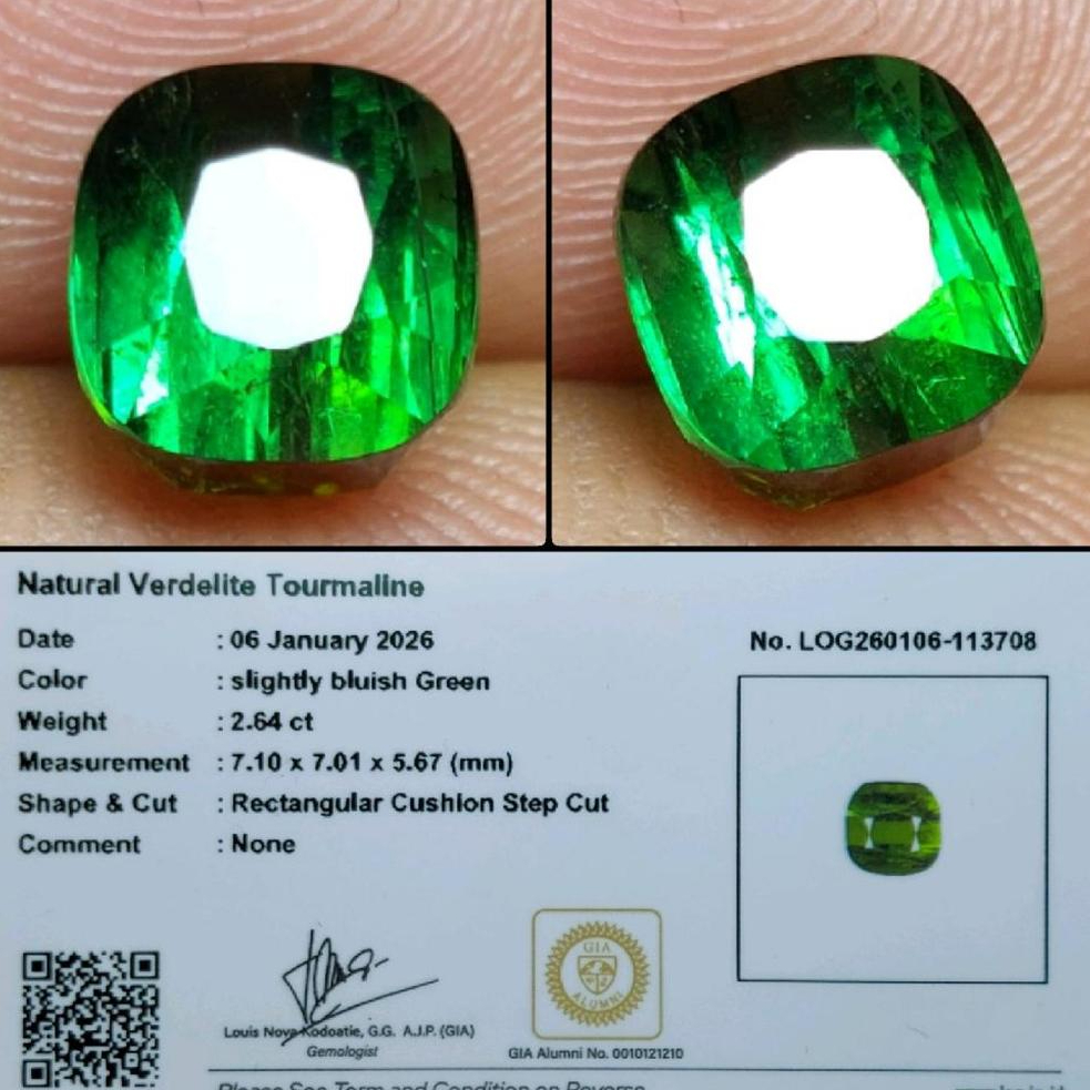 Natural Verdelite Tourmaline Crystal Good Color Rare Gems Batu Permata Hijau Asli