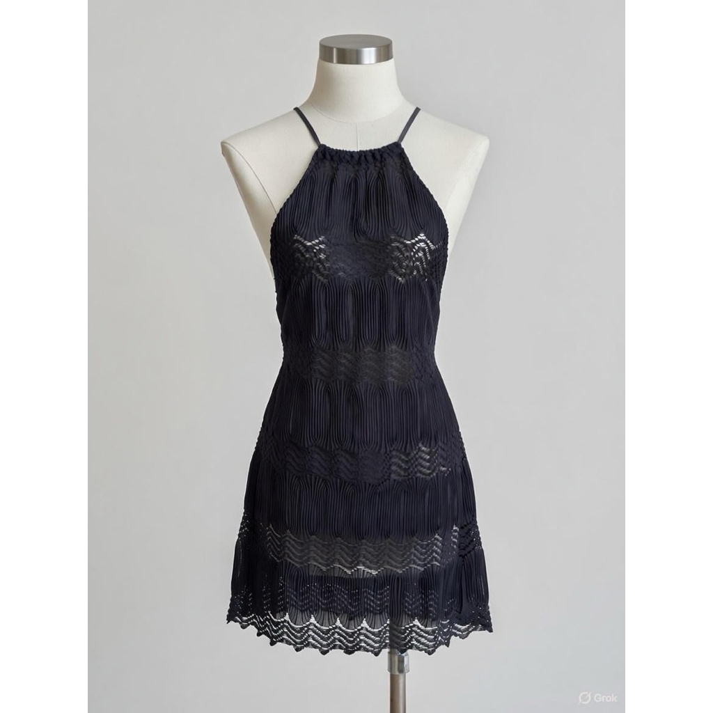 Halter Neck Mini Dress Wanita - Baju Pantai Sexy Lace Dress