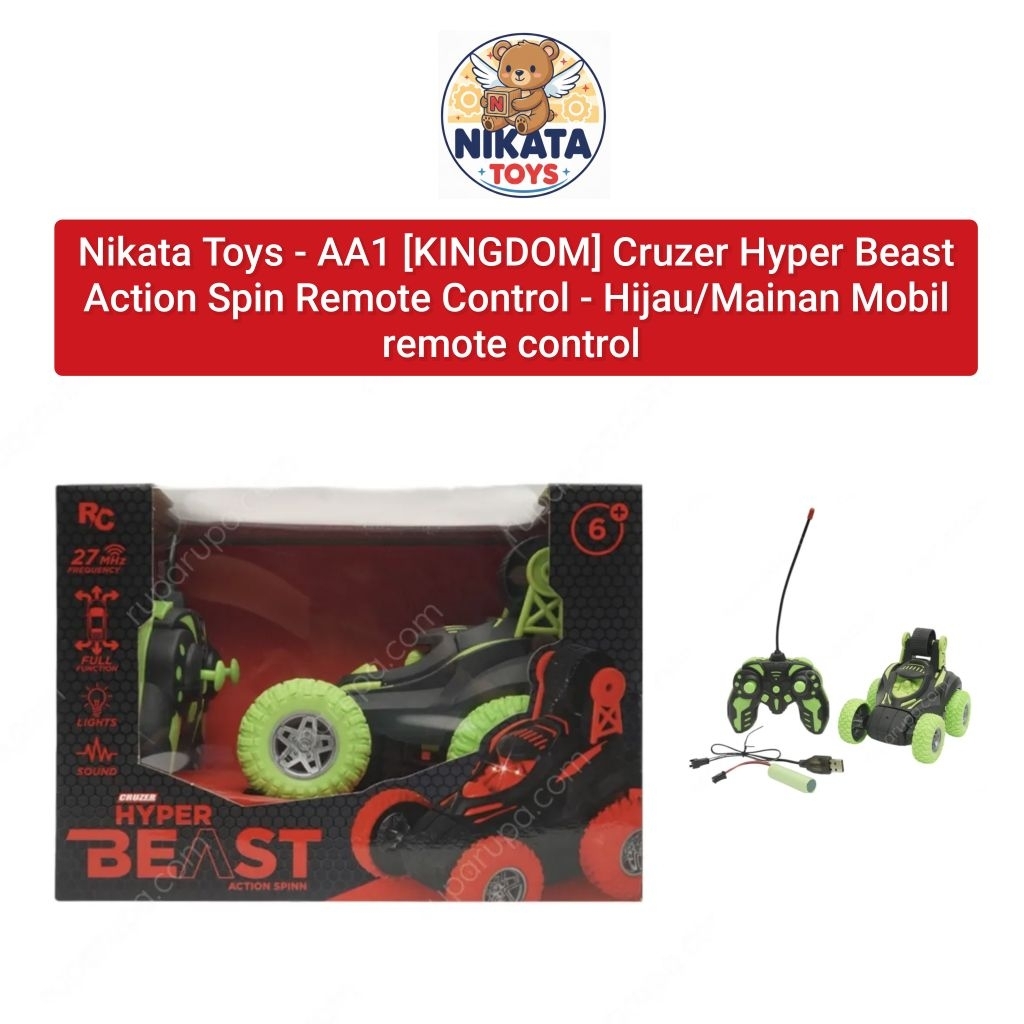 Nikata Toys - AA1 [KINGDOM] Cruzer Hyper Beast Action Spin Remote Control - Hijau/Mainan Mobil remot