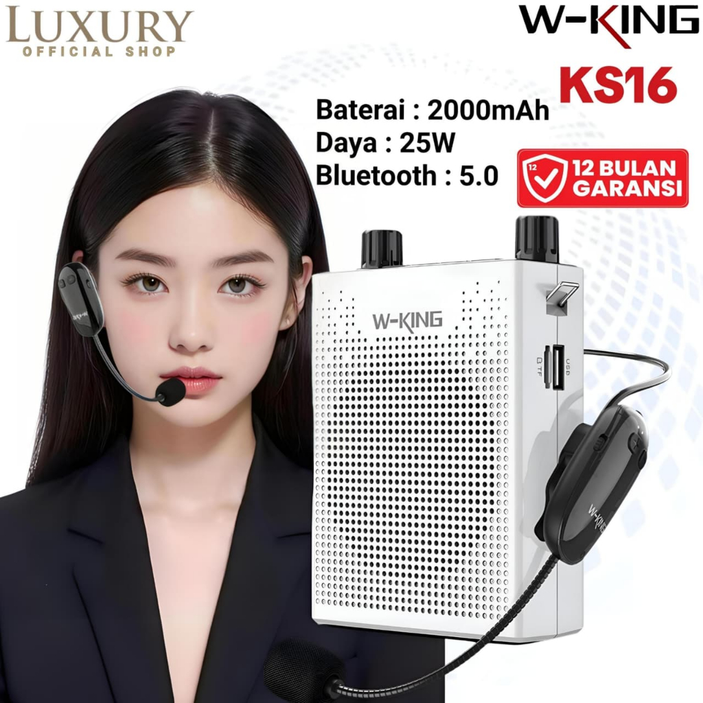 Speaker Bluetooth Pinggang Mic Wireless Tour Guide WKING KS16 Pengeras Suara Portable Guru Mengajar