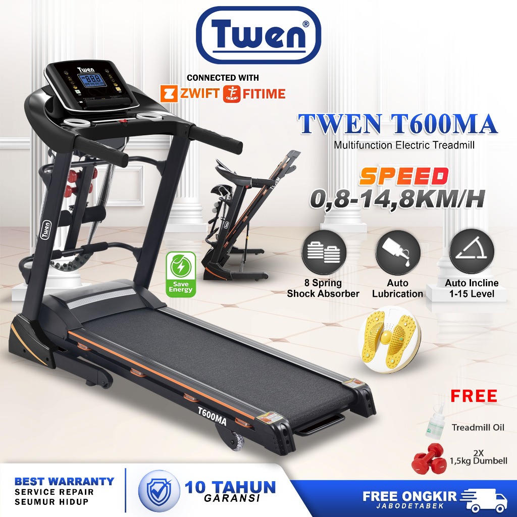 TWEN T600MA Treadmill Listrik Treadmill Portable Treadmill Multifungsi Treadmil Lipat Treadmill Elec