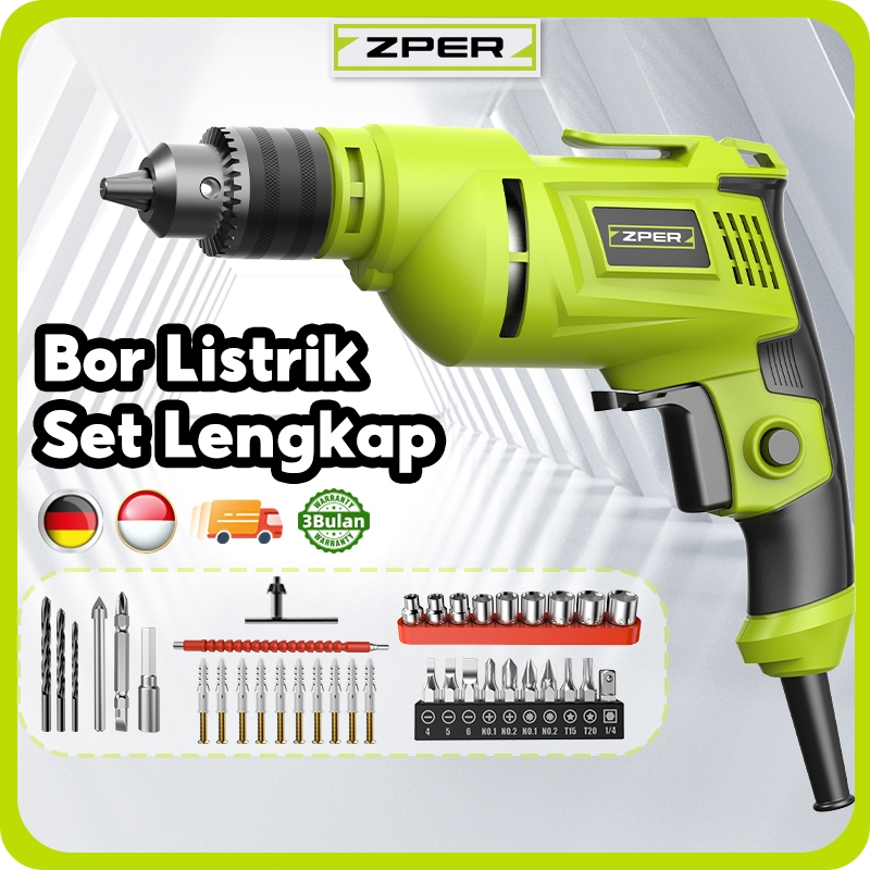 ZPER Mesin Bor Tangan Bor Listrik Set Lengkap Bolak Balik Electric Mata Bor Murah Berkualitas Meloba