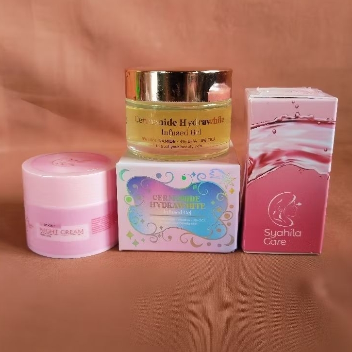 paket muka (moisturizer syahila care +  serum collagen syahila care + night krim syahila care)