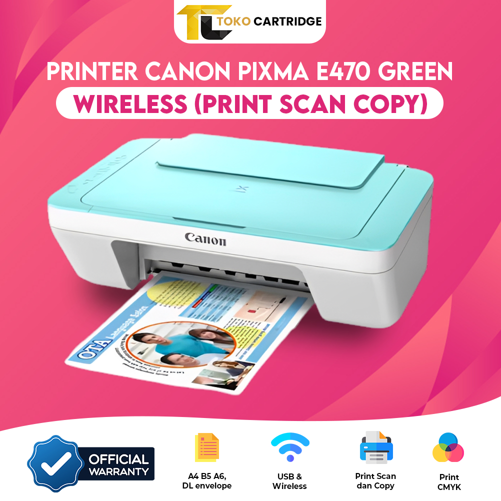 Printer Canon E470 Multifungsi Print Scan Copy WIFI AIO Cartridge PG47 & CL57s Printer Pixma MG2570S