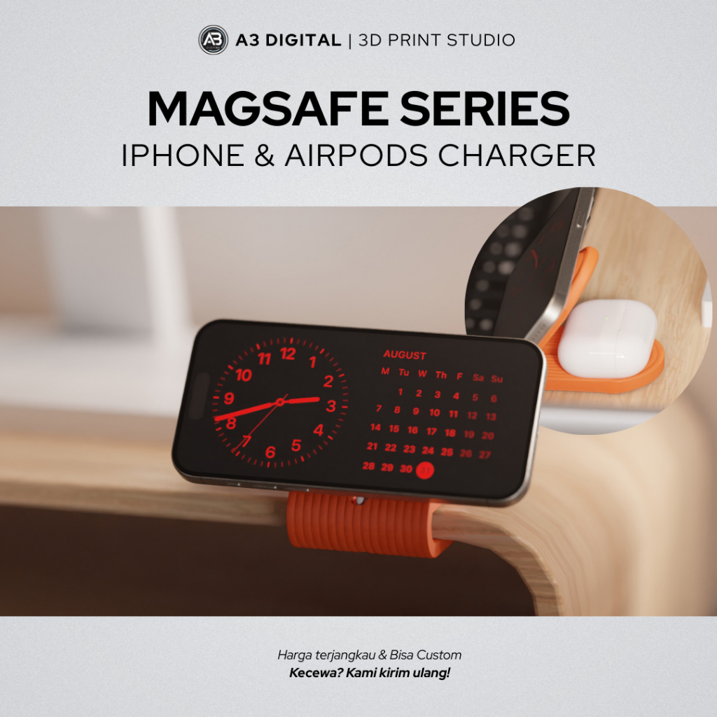 iPhone & AirPods MagSafe Charger Monitor Stand | Dudukan Charging di Bawah Layar | Case-Friendly & E