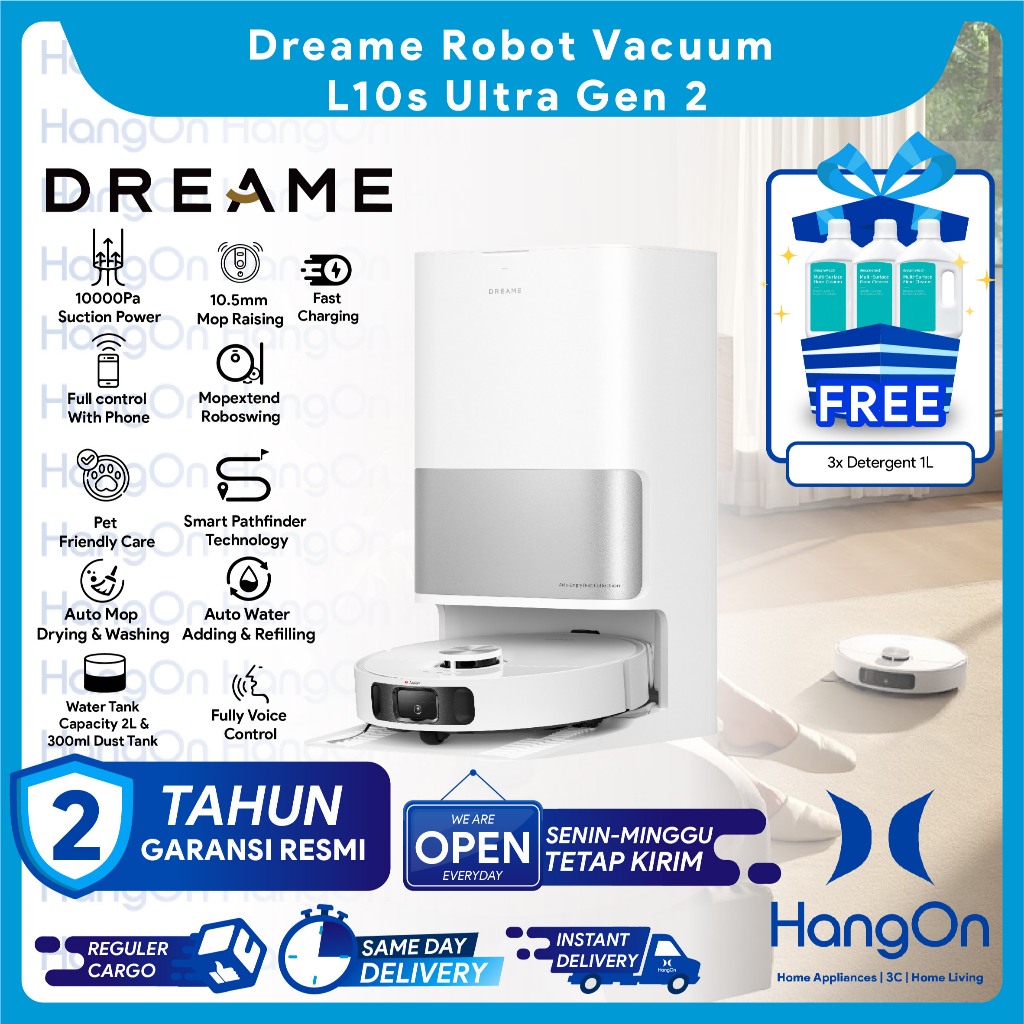 Dreame L10s Ultra Gen 2 Robot Vacuum dan Mop | 11,000Pa Suction Power | Auto Empty & Wash