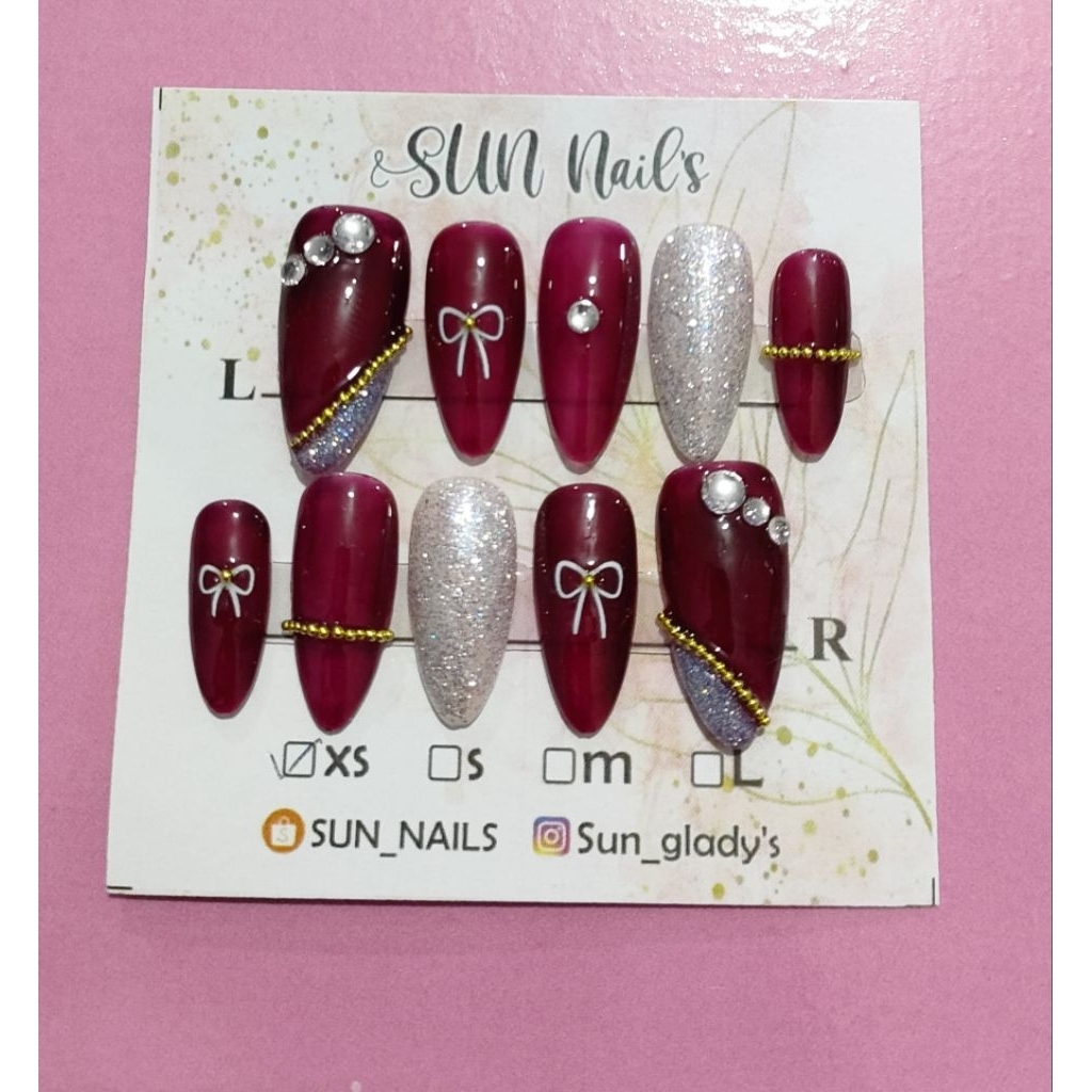 Kuku Nail Art PREMIUM Merah Diamond Wedding // Kuku Palsu