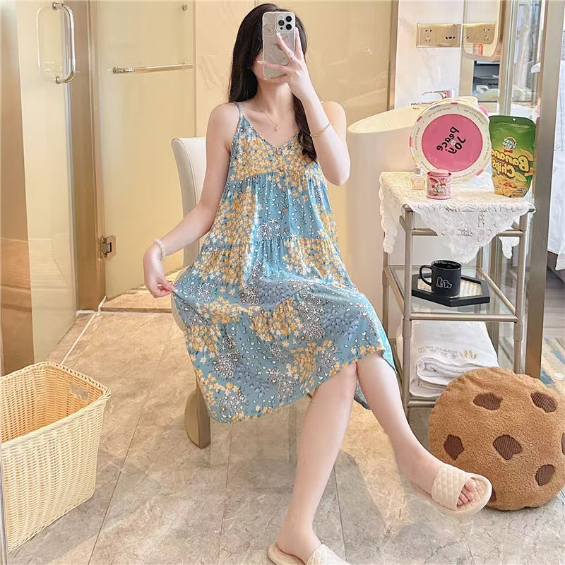 Daster Baju Tidur Wanita Cantik Tali 1 Rayon Viscose Motif Kekinian Adem Lembut Nyaman Dipakai Model