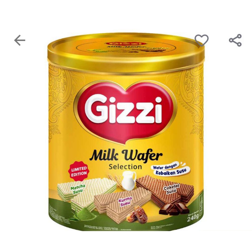 Gizzi Milk Wafer Matcha Kurma Coklat Kaleng 240 gr