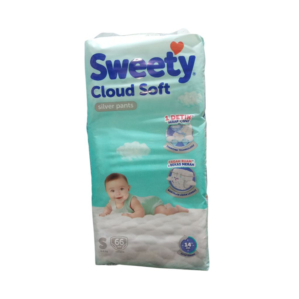 Pampers Sweety Cloud Soft Silver Pants Size S Isi 66 pcs