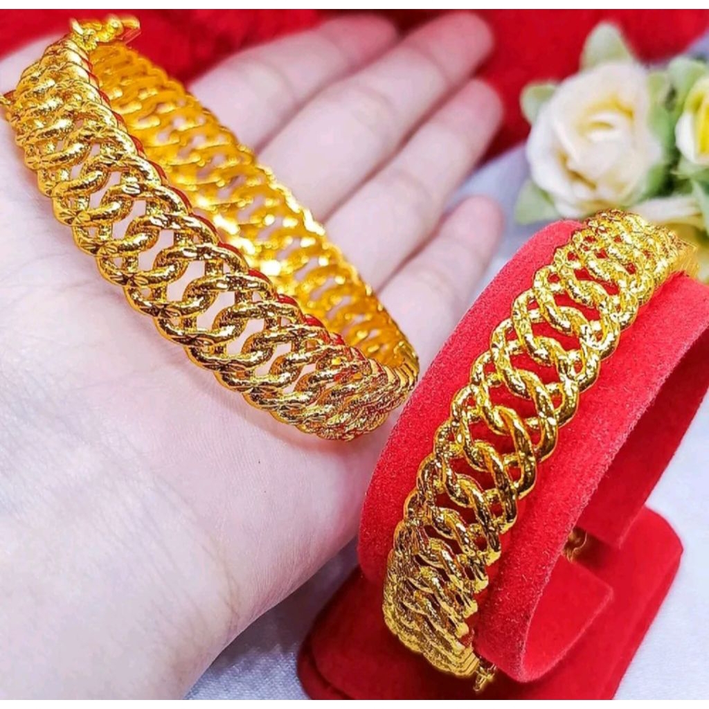 GELANG RANTAI KERONCONG PERHIASAN DUBAI TERBARU LAPIS EMAS 24K