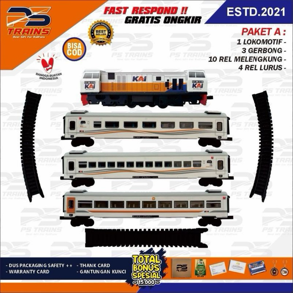 [ MESIN EKSKLUSIF ] Mainan Kereta Api Replika CC206 Rangkaian Kereta Eksekutif Mild Steel New Image 