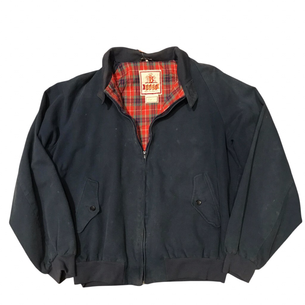 Vintage Harrington Baracuta g9 bat back jacket Navy blue suede iconic inner tartan baracuta  Made in