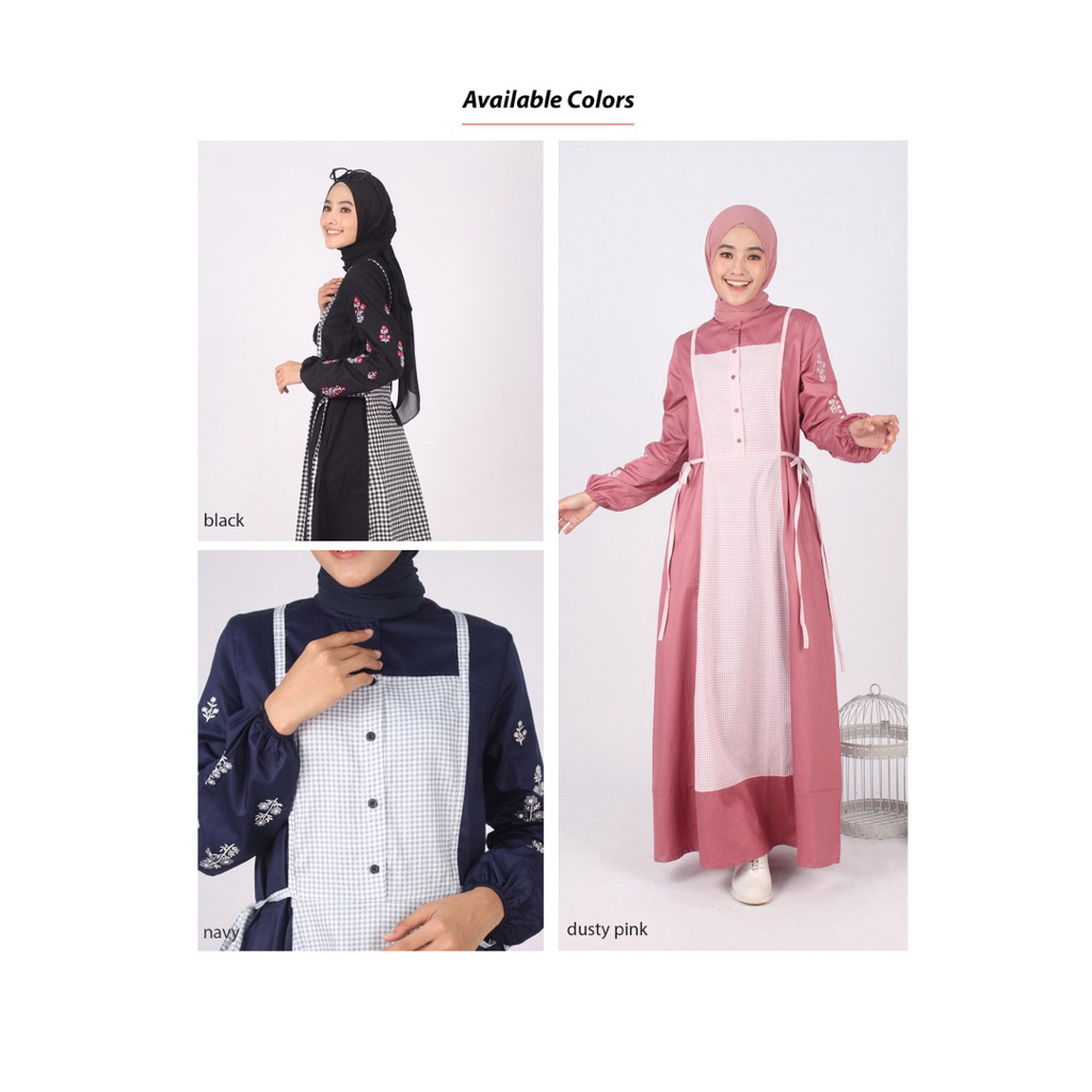 sale 30% / A240313 / abaya dannis / katun / kotak kotak / baju ngaji / baju lebaran / dannis diskon