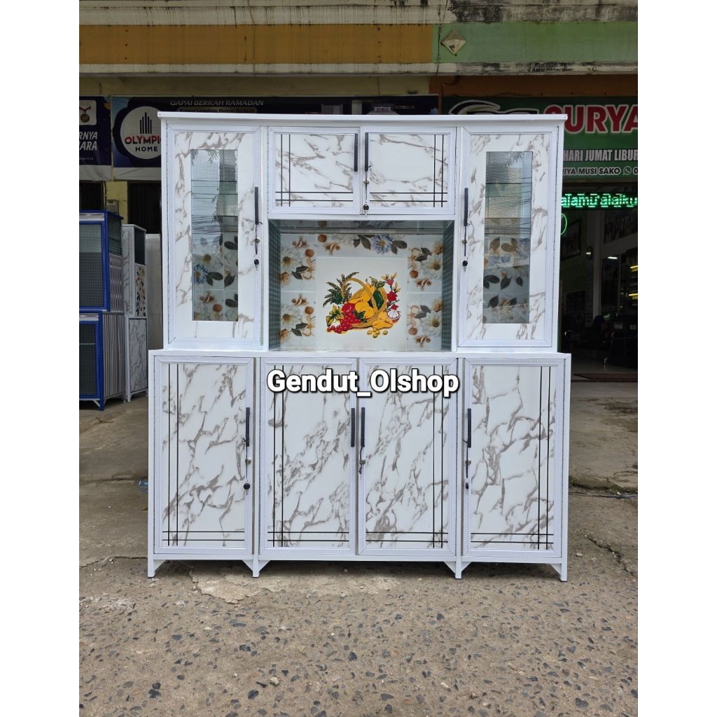 (Khusus Wilayah Kota Palembang) Lemari Dapur ACP, Lemari Piring ACP, Rak Piring ACP 4Pintu 6Keramik,