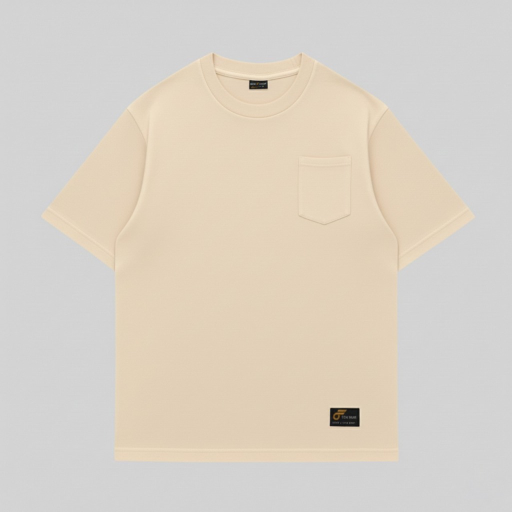 JRSXTEEN Kaos Pocket Anak Warna cream Cotton 24s Premium Baju Kaos Pocket Anak Oversize Boxy Fit