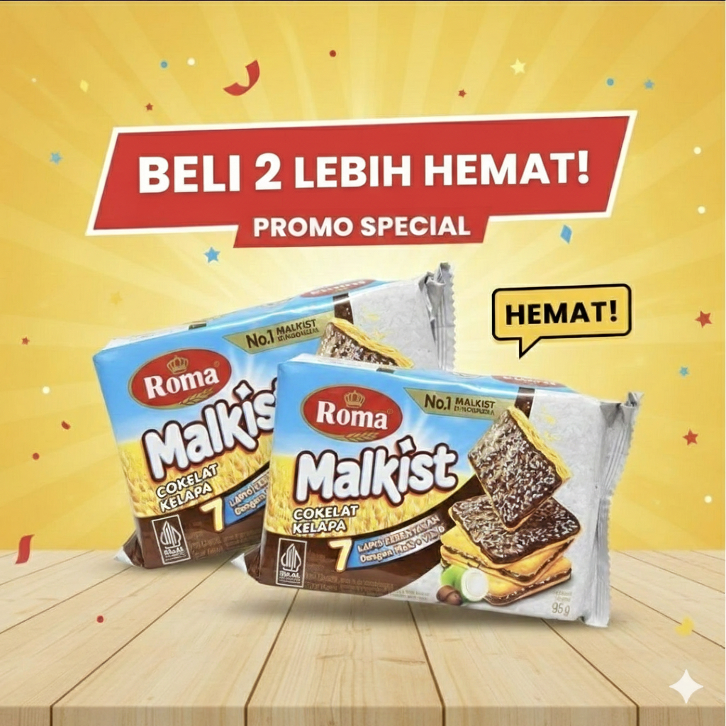 (2pcs) Roma Malkist Coklat Kelapa 95gr GROSIR
