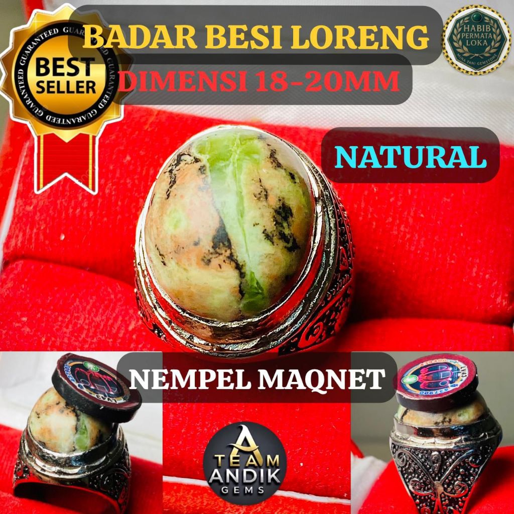 CINCIN BATU AKIK BADAR BESI LORENG/PANCAWARNA NATURAL ALAM