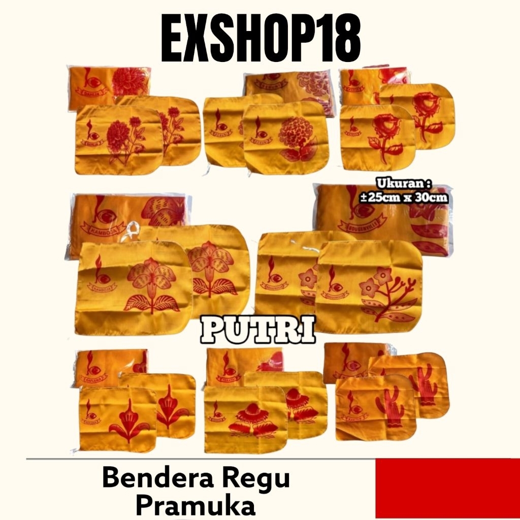 Bendera Regu Pramuka Putri Bordir / Bendera Regu Pramuka / Bendera Regu Bunga (Putri) / Bendera Tand