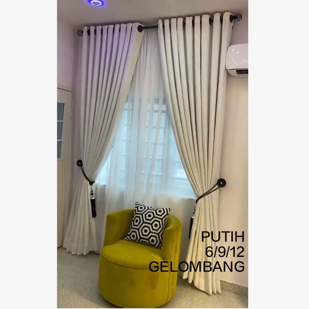 Mewah Gorden PUTIH Premium 6/9/12 Gelombang | Gorden Blackout Putih Import | Gorden Blackout Origina