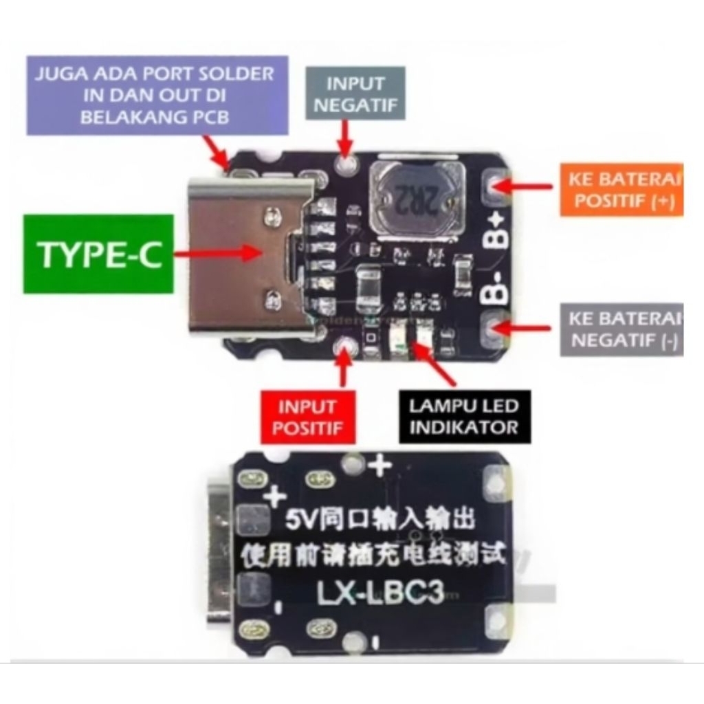 Modul Mini Charger Type C Baterai 18650 + Powerbank Mini Type C + Proteksi