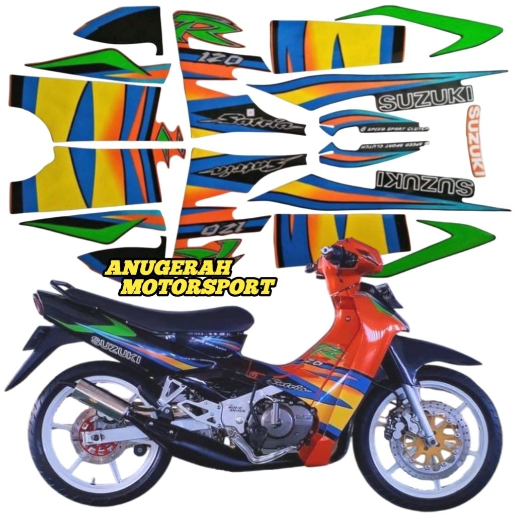 striping stiker lis satria R lumba orange hitam 2004