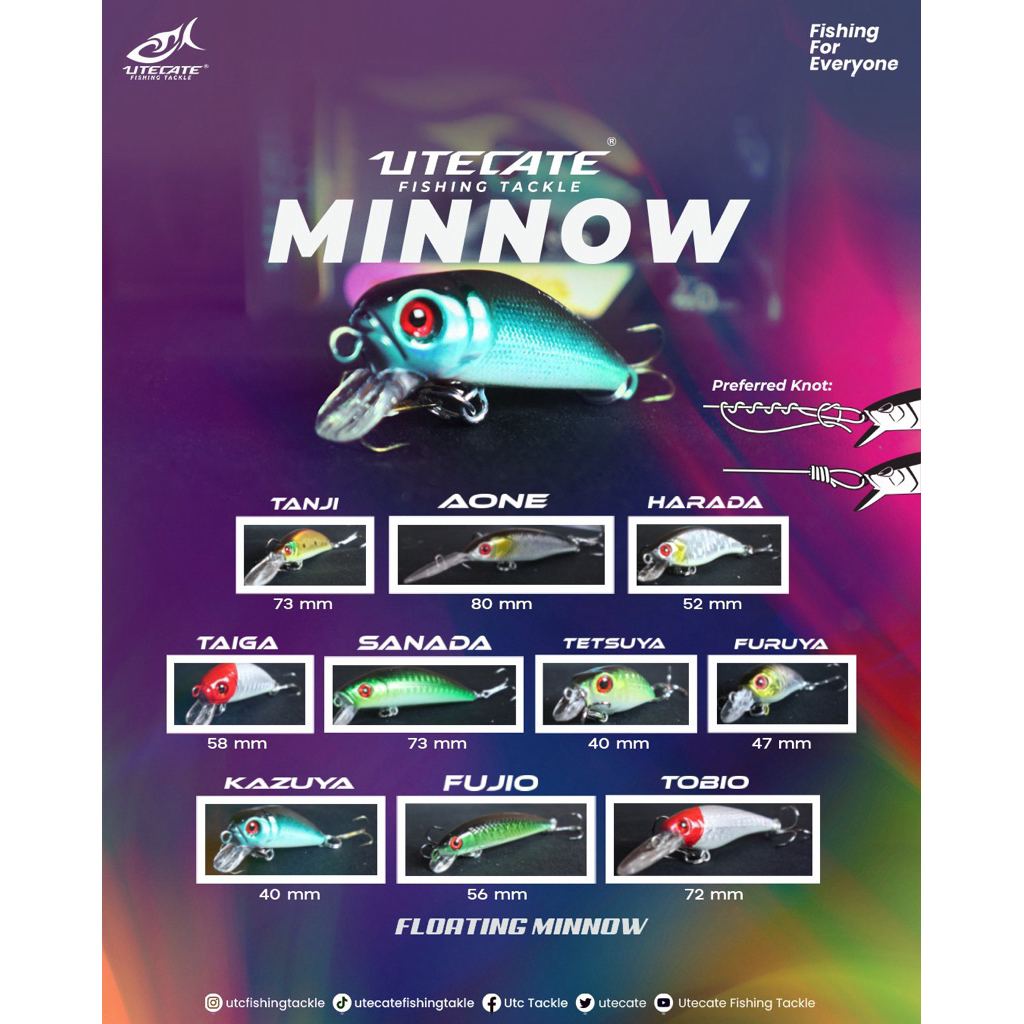 (harga utk 1 biji) umpan utecate minow casting ultralight tipe floating