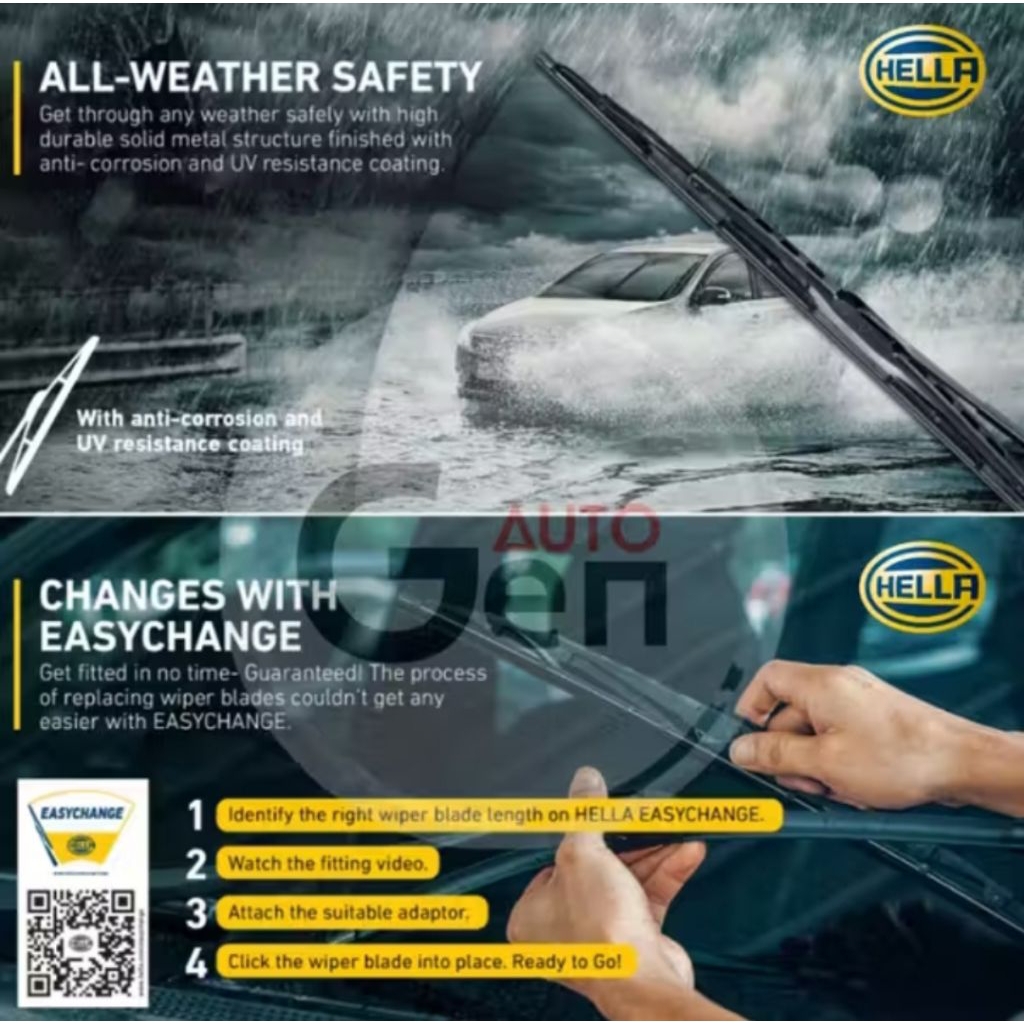 Wiper Kipas Kaca Mobil HELLA Blade Besi