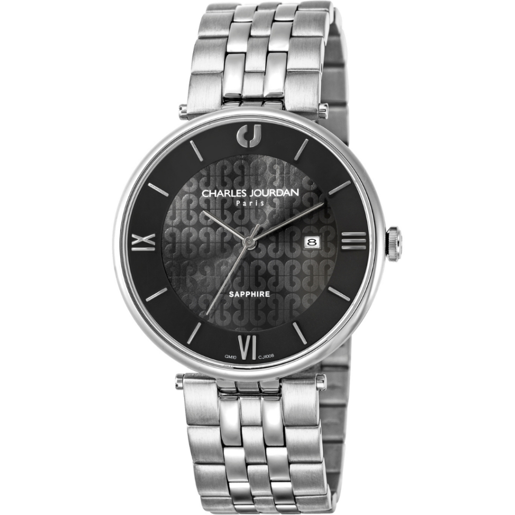 Jam Tangan Pria Charles Jourdan Black Dial Stainless Steel Strap CJ1008-1333 Original