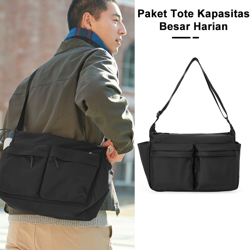 Tas Selempang Pria Wanita Waterproof Kapasitas Besar | Tas Travel Harian Ringan Multi Kantong