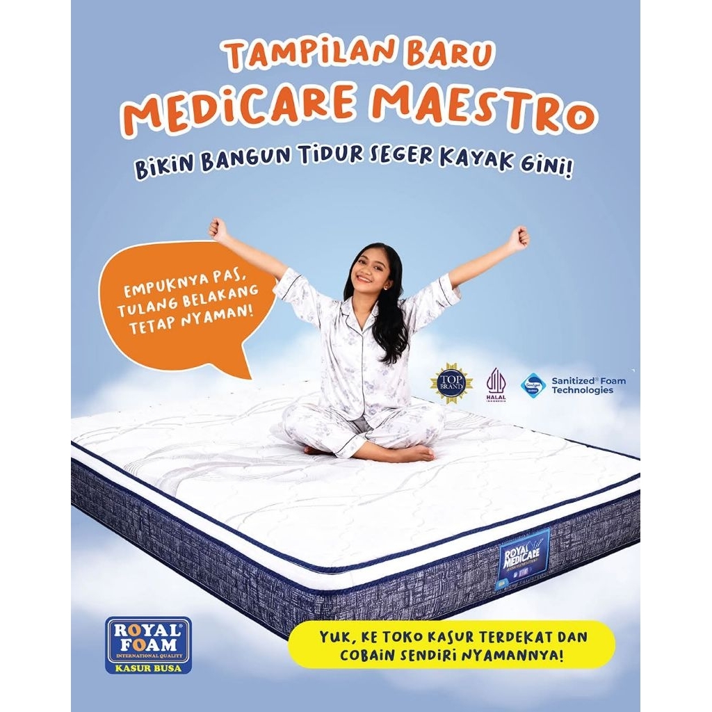 KASUR BUSA ROYAL MEDICARE MAESTRO TEBAL 28CM BY ROYAL FOAM/KASUR BUSA/KASUR ROYAL FOAM/90x200/100x20