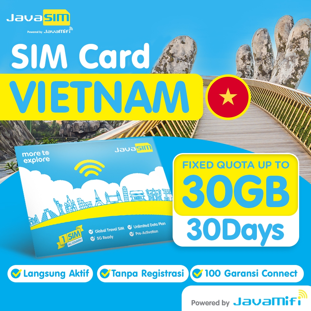 JavaMifi SIM Card VIETNAM Fixed Quota 7-30 HARI