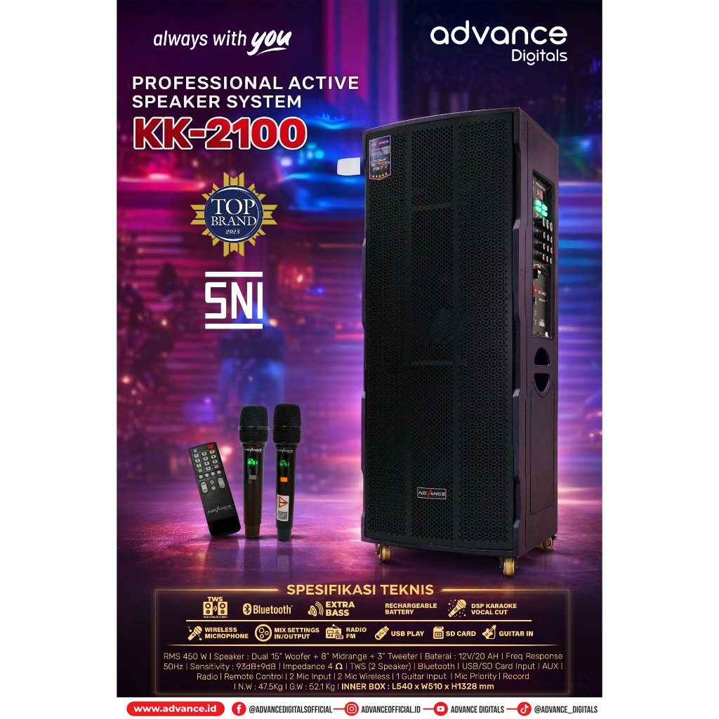 PROFESSIONAL ACTIVE SPEAKER SYSTEM / SPEAKER KK-2100 ADVANCE BLUETOOTH