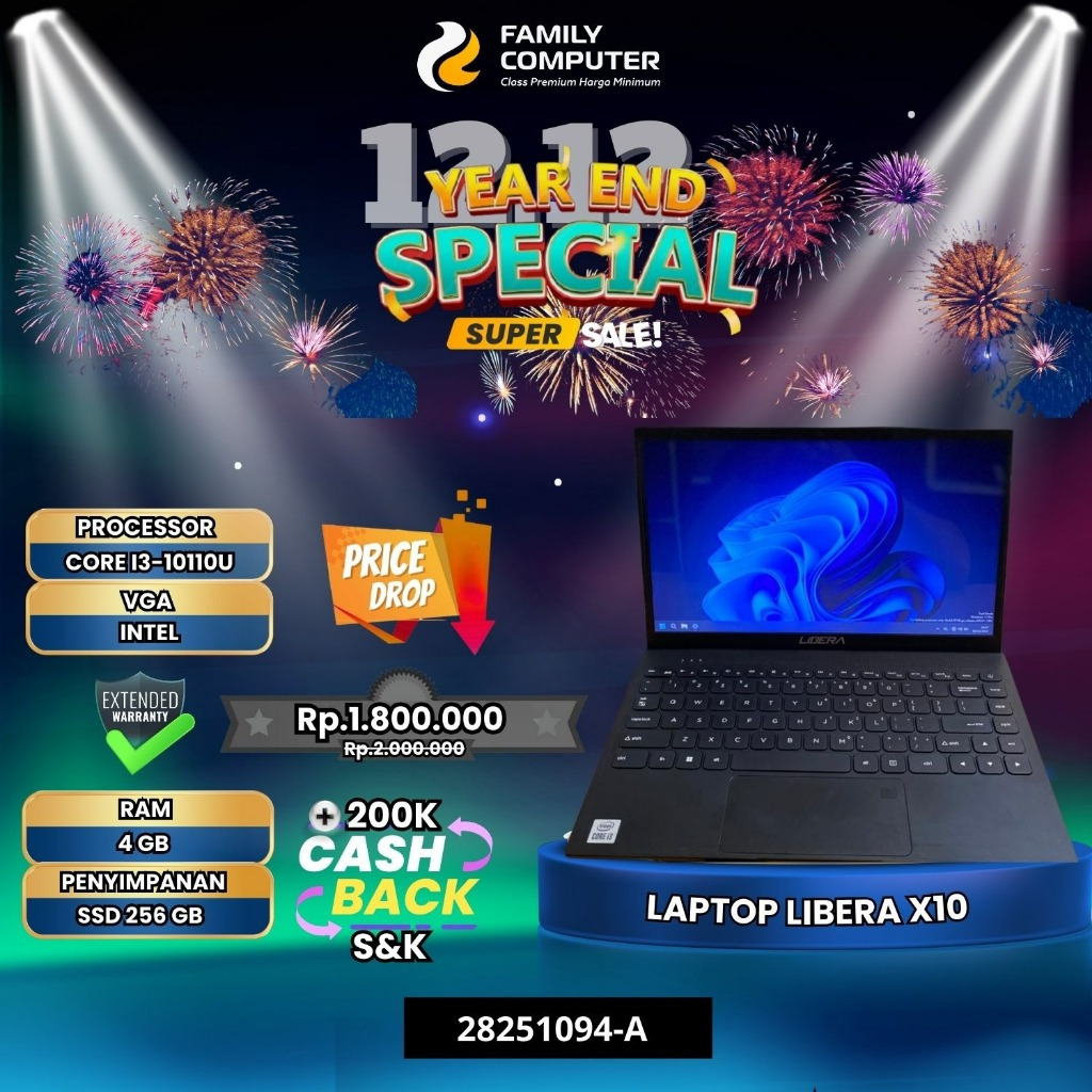 LAPTOP LIBERA X10 CORE I3-10110U SSD 256/4GB