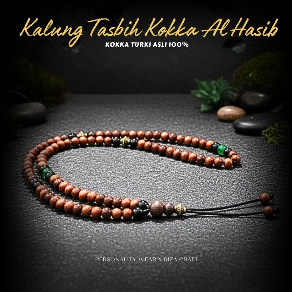 Kalung Gelang Tasbih Kecil Kayu Kokka Kaokah Kaukah ASLI 100% Sertifikat Pria Wanita Keren