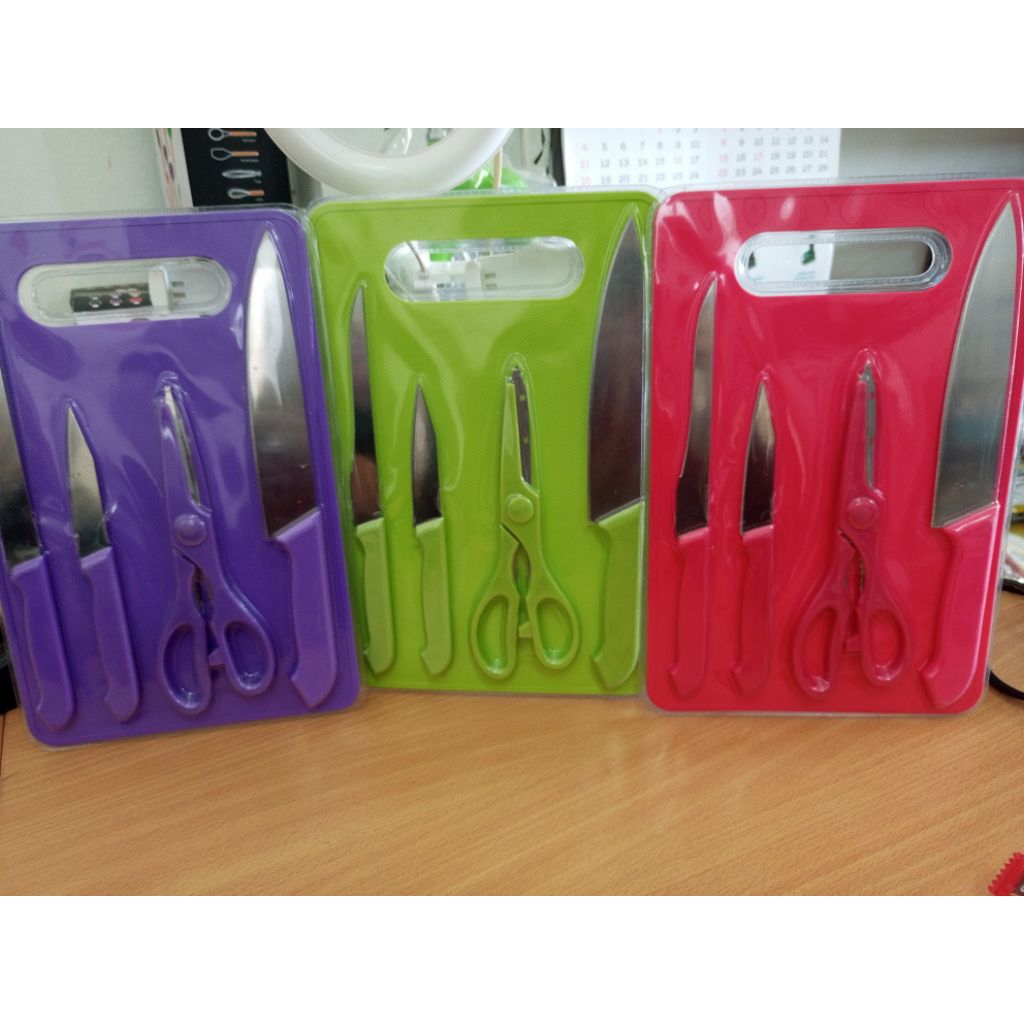 Pisau Set 3 in 1 + Gunting dengan 2 Pisau dan 1 Gunting Kitchenware Dapur