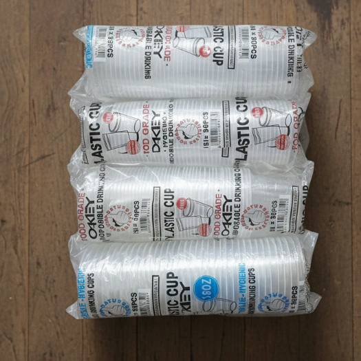 Gelas Datar Plastik Putih isi 50pcs . Plastic Cup Clear . Gelas Cup Kopi . Gelas Es plastik 22 Oz . 