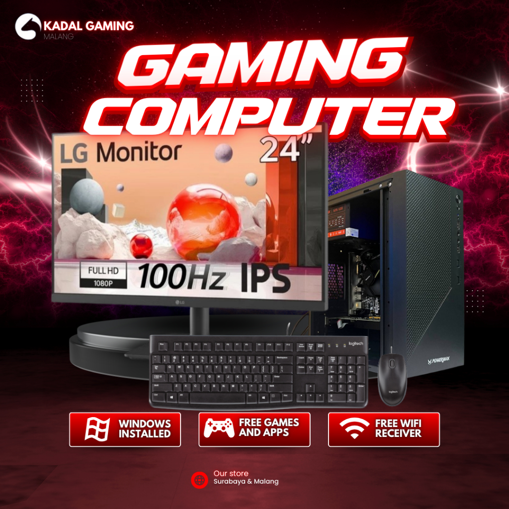 PC SET I3 10100F GT 730 4GB RAM 8GB SSD 256GB MONITOR LG 24 FREE KEYBOARD MOUSE LOGITECH