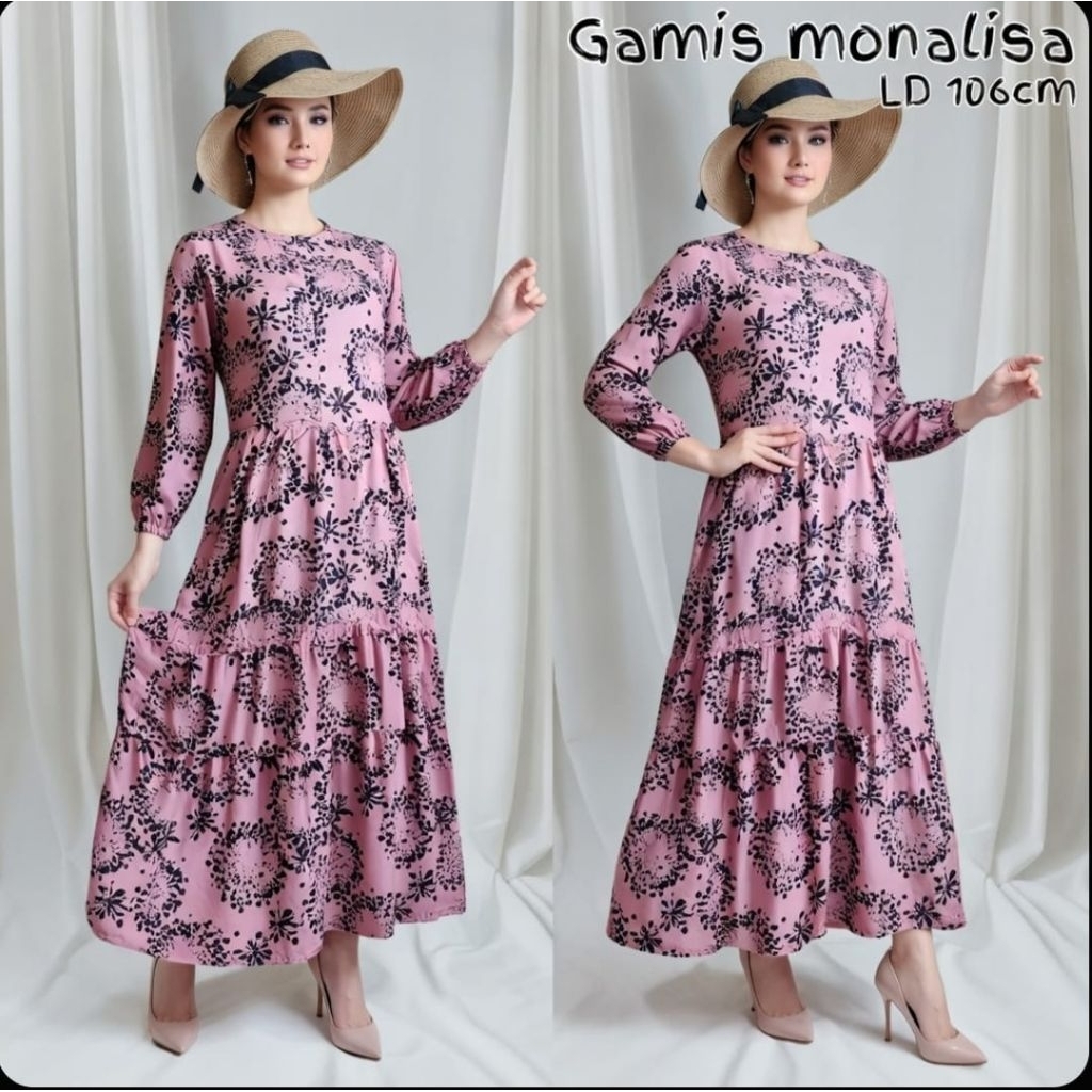 GAMIS MONALISA H / GAMIS MONALISA MOTIF / GAMIS LEBARAN / CUCI GUDANG