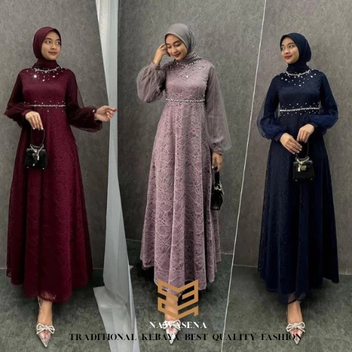 Gamis Nadine Dress Exclusive Gamis Nadine Lebaran Kondangan Gamis Pesta Lamaran Tunangan Kekinian