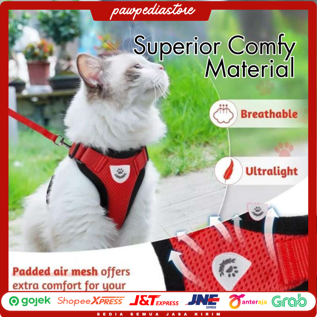pawpedia - Tali Tuntun Murah Kucing Anjing Kelinci Musang Monyet dan Hewan Lain Tali Harness Rompi P