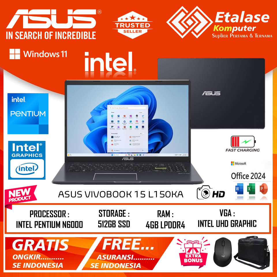 Asus Vivobook L510KA Intel Pentium 512GB SSD FHD Windows 11 Home Terlaris