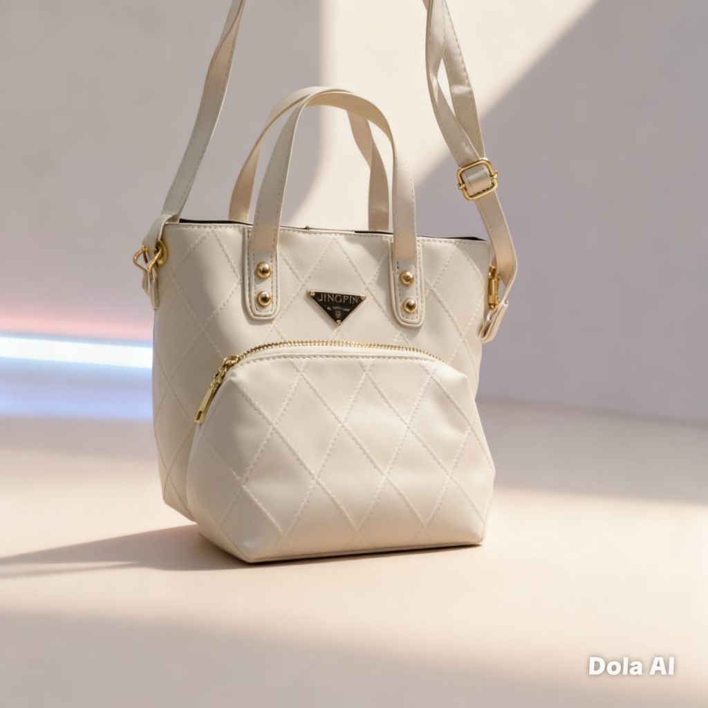 TAS SELEMPANG WANITA BINA BAG - HANDBAG ELEGAN QUILTING PUTIH MEWAH - SLING BAG FASHION KOREA JINGPI