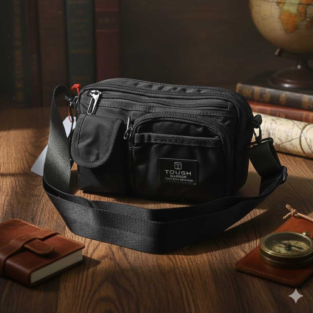 TAS SALEMPANG 5210 / Waist Bag Black Chest Beg Waterproof / SANTAI
