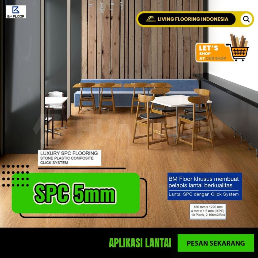 Lantai SPC BM Floor 5mm | Lantai Vinyl Motif Kayu