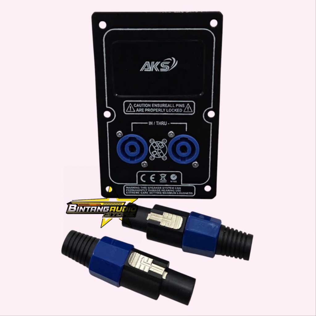 Paket Plat Speakon Bahan Plat Tebal + Soket Spikon + Jack Spikon / Panel Spikon Datar Lengkap