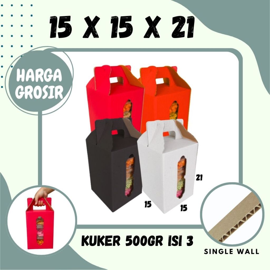 Box Jinjing KuKer 15x15x21  (KUKER 500GR isi 3 Toples ) Dus Kue Kering Bulat Kardus Packing/hampers