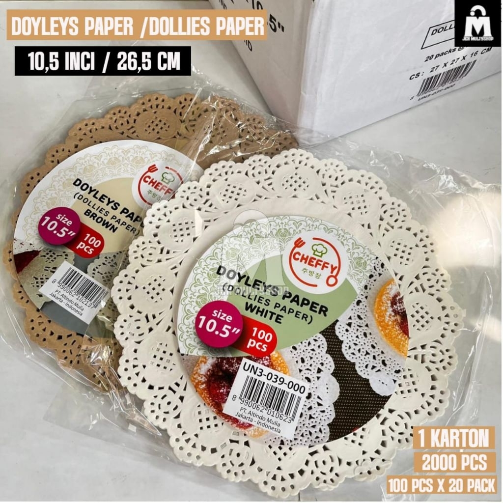 Doyleys paper 10,5" / 26,5 cm 1 karton isi 100 pcs x 20 pack / dollies paper / alas kue / renda